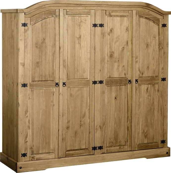 Corona 4 Door Wardrobe In Distressed Waxed Pine Worldwide Furniture Source Ltd